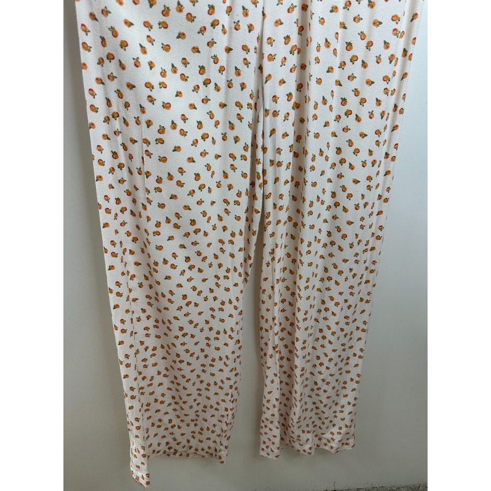 Free People Mia Short Sleeve Jumpsuit Ivory Peach Fruit Print Size 8 *Flawed - Picture 4 of 16